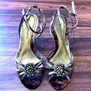 Enzo Angiolini velvet and metallic sandals